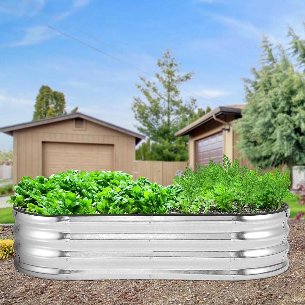 GRAVEE 2 Pack Galvanized Raised Garden Bed 4.5x2x1ft Planter Boxes Vegetables