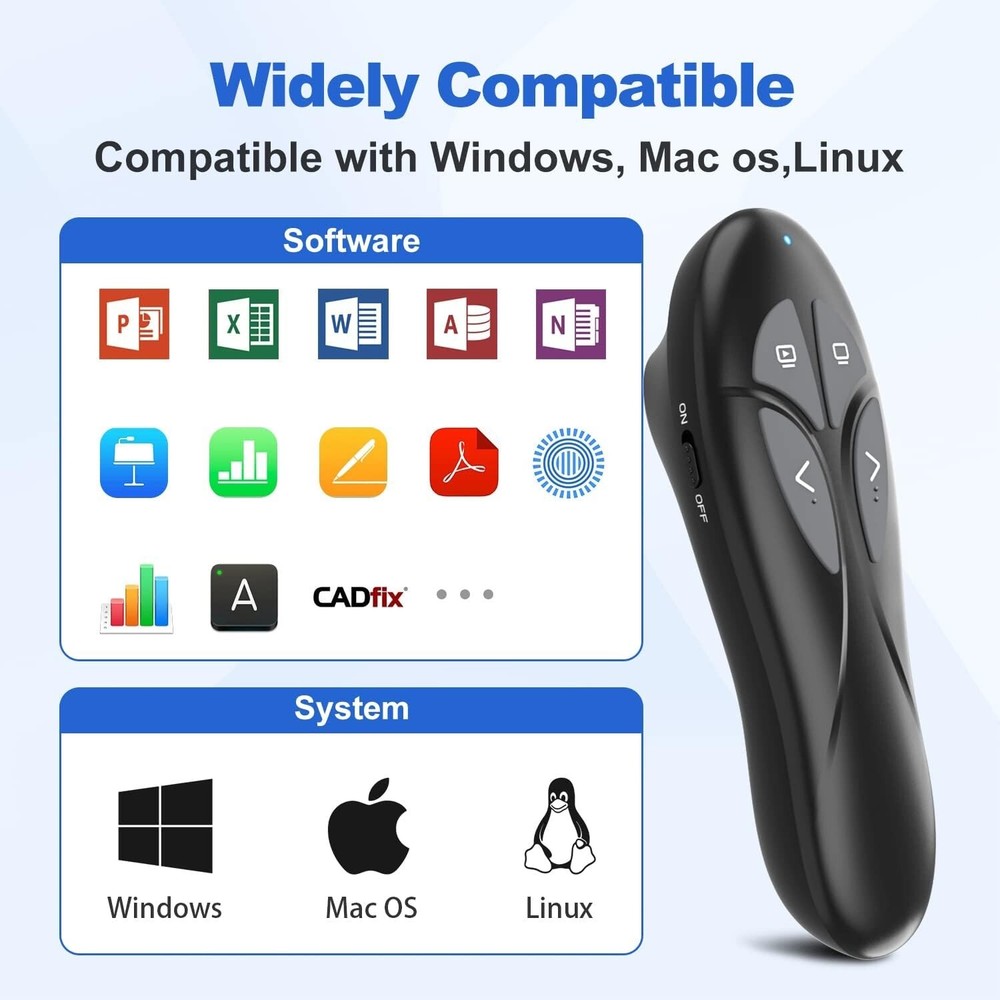 Presentation Clicker PowerPoint Wireless Presenter Remote: USB Type C Rechargeab