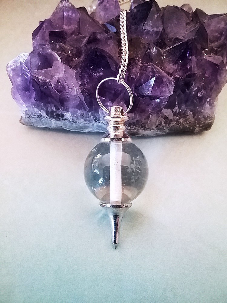 CRYSTAL QUARTZ BALL Dowsing Pendulum, CRYSTAL Divination PENDULUM, Ball Pendulum