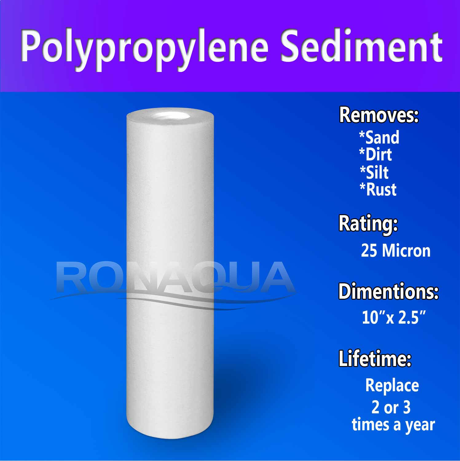 10" Clear Standard Whole House Water Filter System 25 Micron Sediment Filter