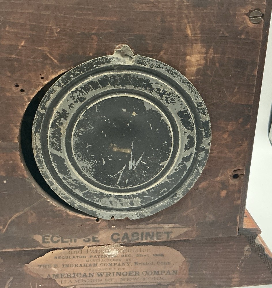 Antique Ingraham Eclipse Cabinet Clock, 1885 Patent Regulator