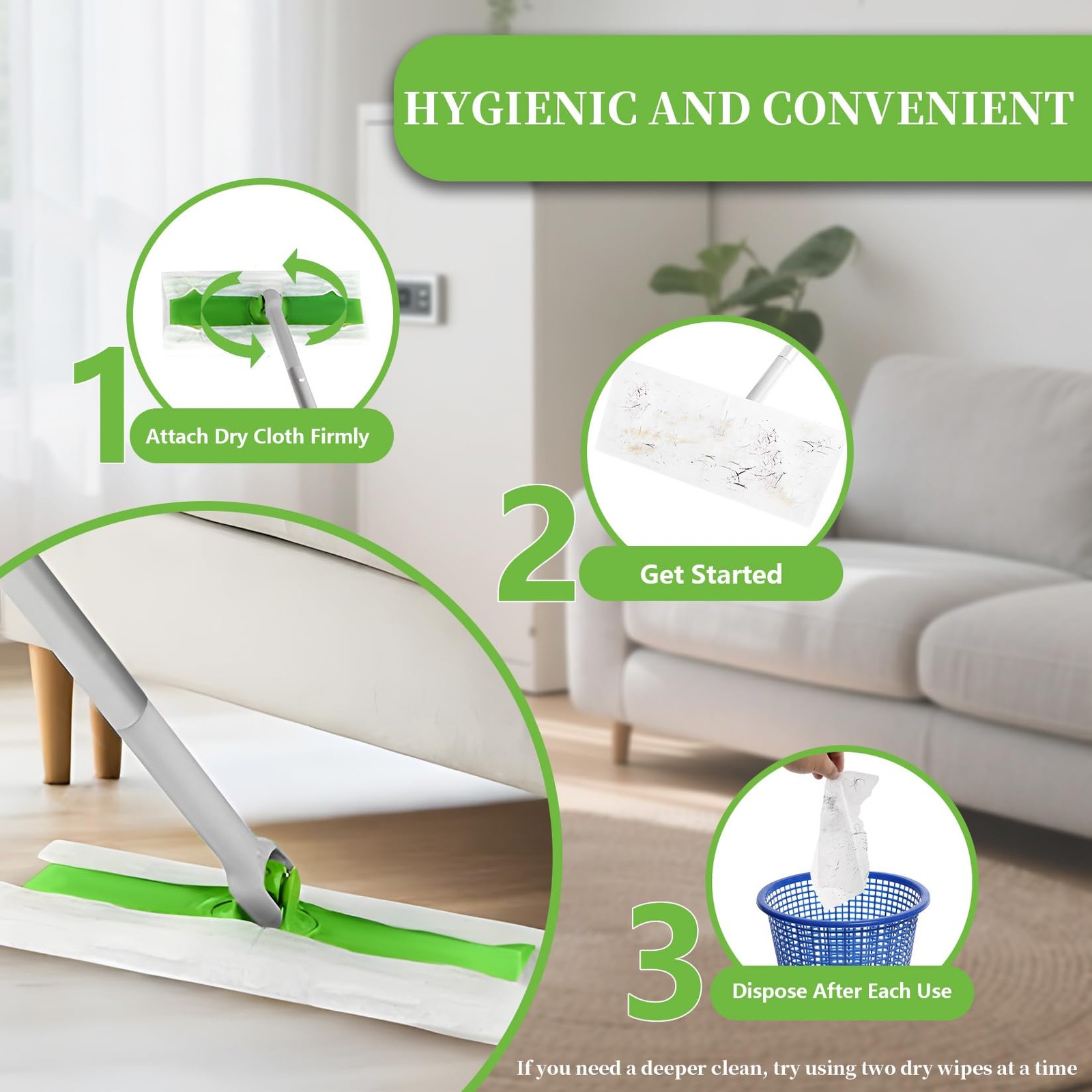 Dry Sweeping Cloths Disposable Mop Pads Refills Compatible with Swiffer