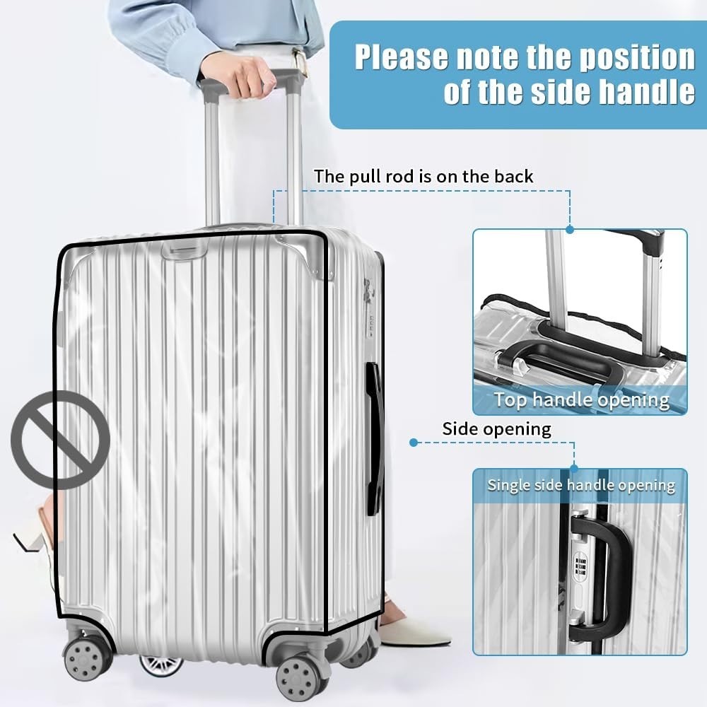 Water-Resistant 30'' Suitcase Protector - Clear PVC Cover with Adjustable Strap