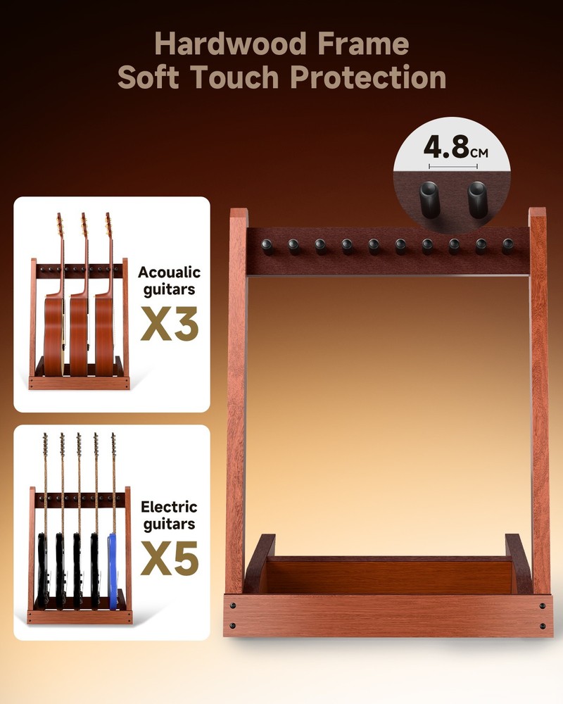 Foldable Solid Wood Guitar Display Rack 56×66cm for Home Studio Use