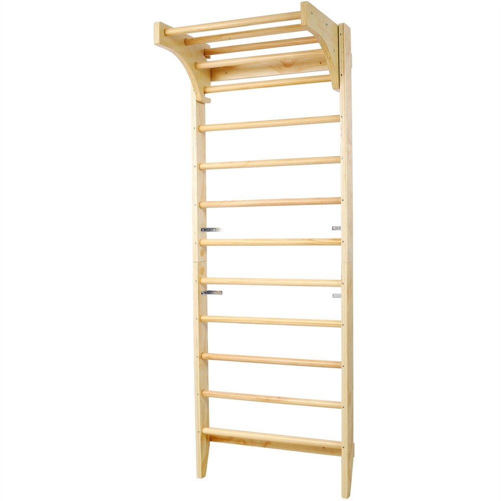 Swedish Ladder Gymnastics Stall Bar Wall Mount Adjustable Pull Up Bar Solid Wood