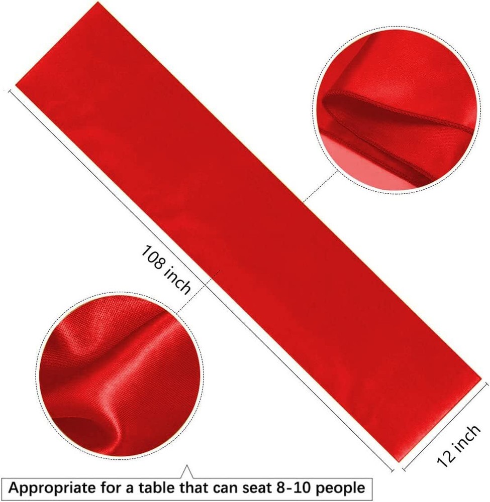 Red Table Runner Satin Table Runner 5 Pack 12x108 inch Satin Table Runner Sil...