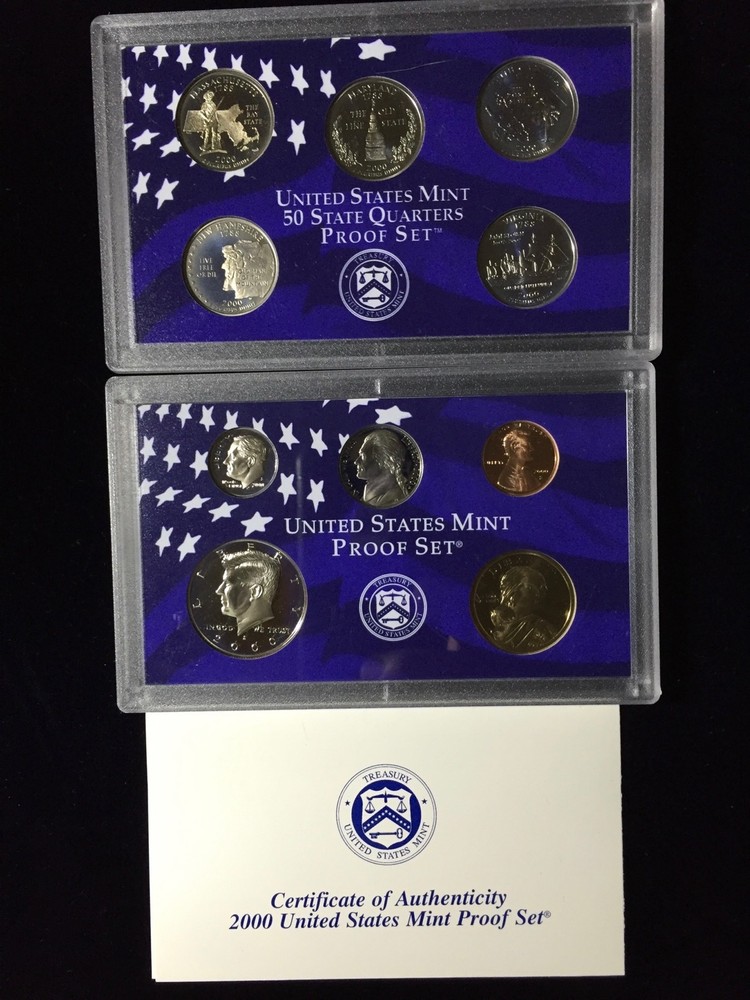 2000 US Mint Proof Set 10 Piece Clad Set COA OGP