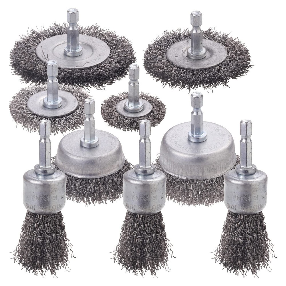 Versatile 9-Piece Wire Brush Set for Drills: Efficient Rust Removal Solution