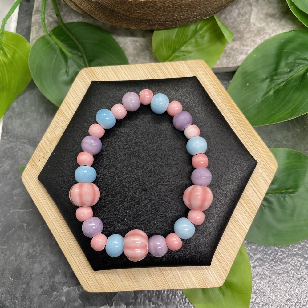 Handmade Ceramic Bead Beaded Stackable 6” Plus Stretch Bracelet New B8996