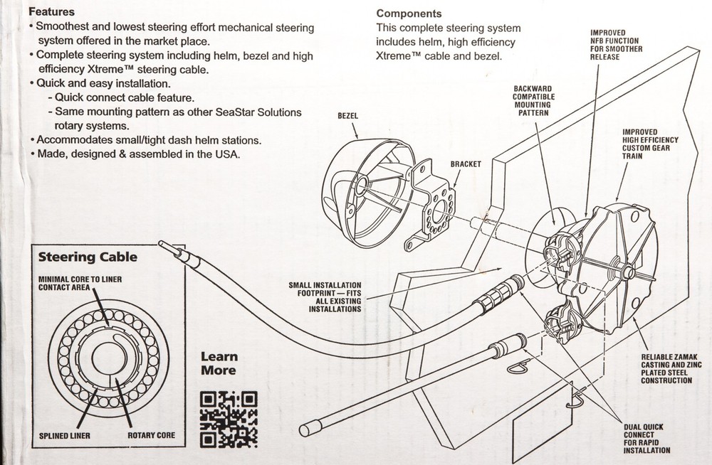 14ft SeaStar Xtreme NFB No Feedback Mechanical Rotary Steering Kit Single Cable