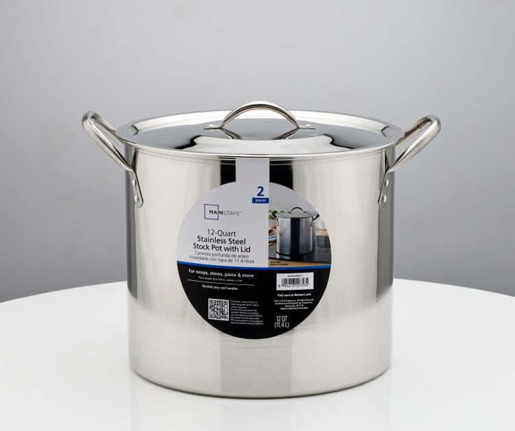 12 Quart Stainless Steel Stock Pot, Silver