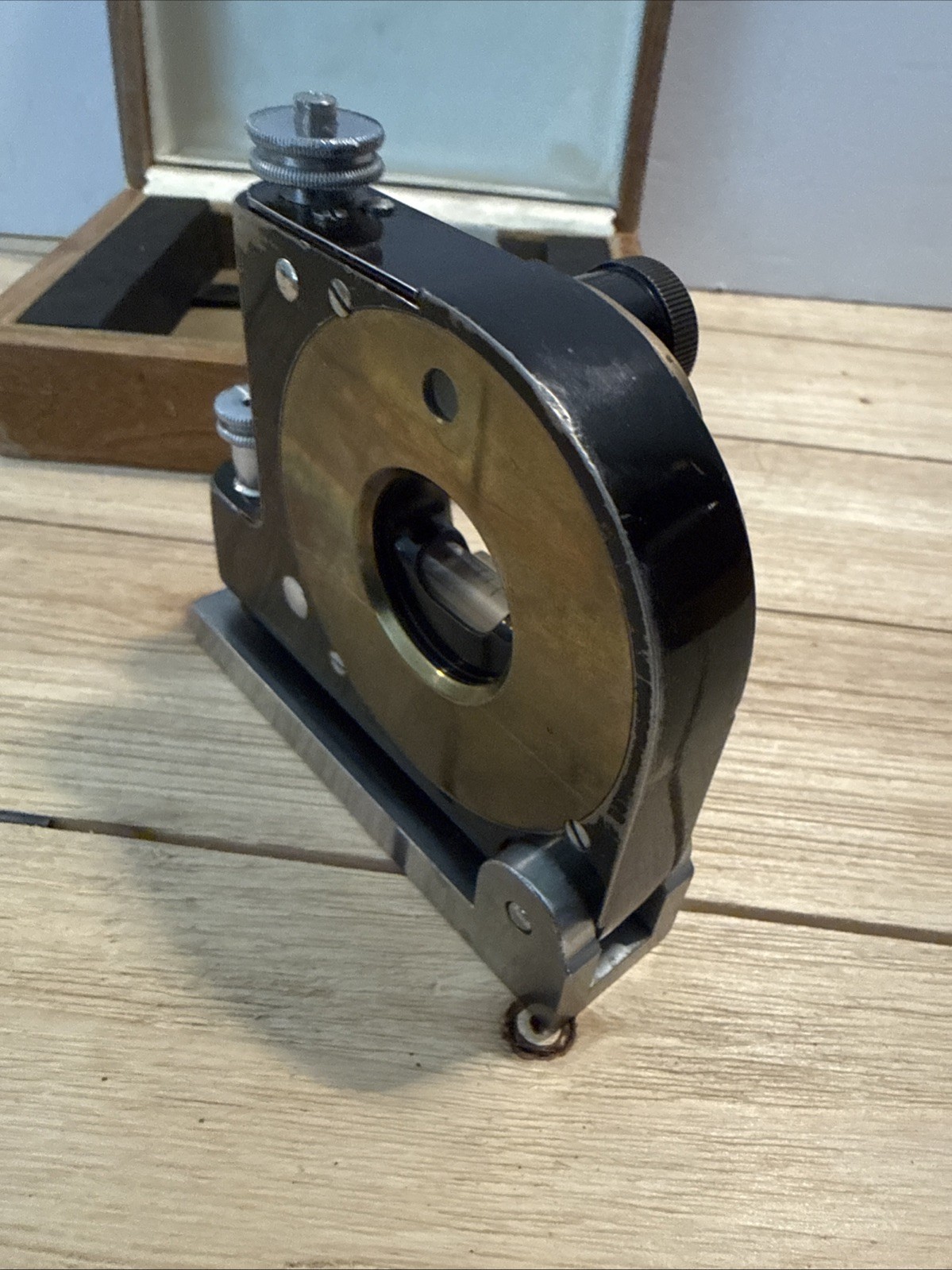 Vintage Bausch & Lomb Precision Machinist Spirit Level in Wood Case USA Rare