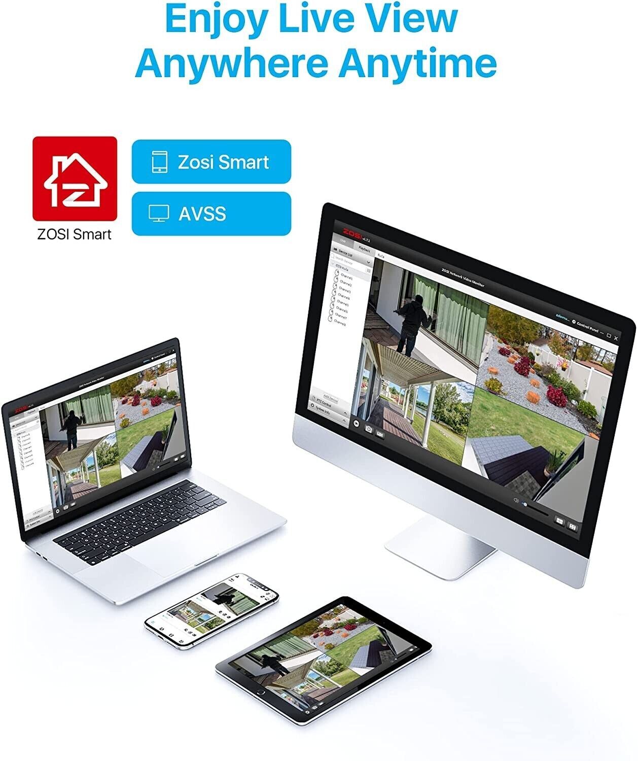 ZOSI 4K 8ch POE NVR CCTV Network 24/7 Video Recorder with 2TB Hard Drive IP66