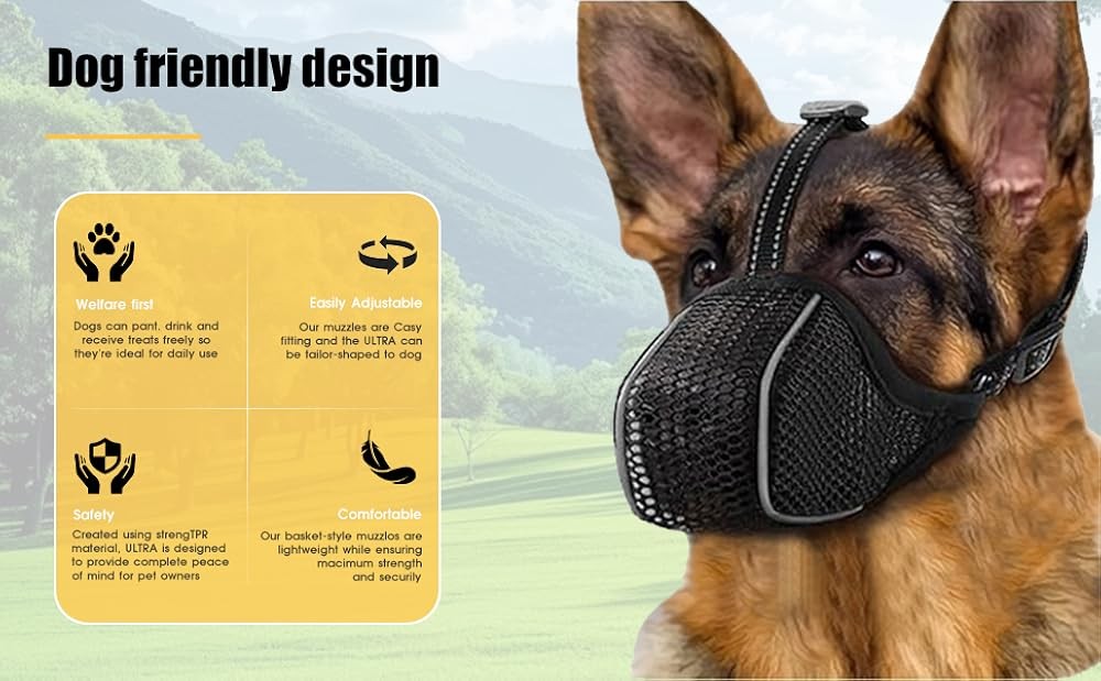 Dog Muzzle, Mesh Soft Muzzle for Small Medium Lar Sized Dogs, Breathable