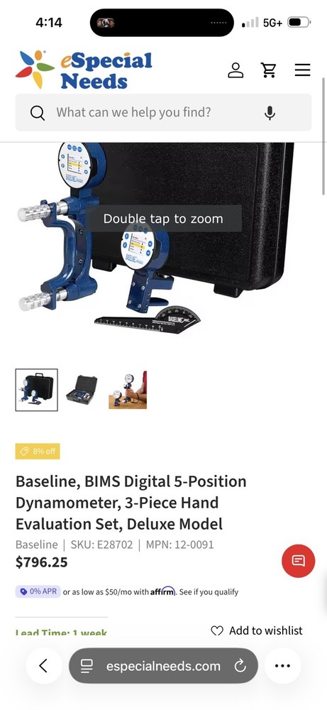 Baseline BIMS Digital Hand Dynamometer Grip Strength Testing Pinch Gauge 3pc Set