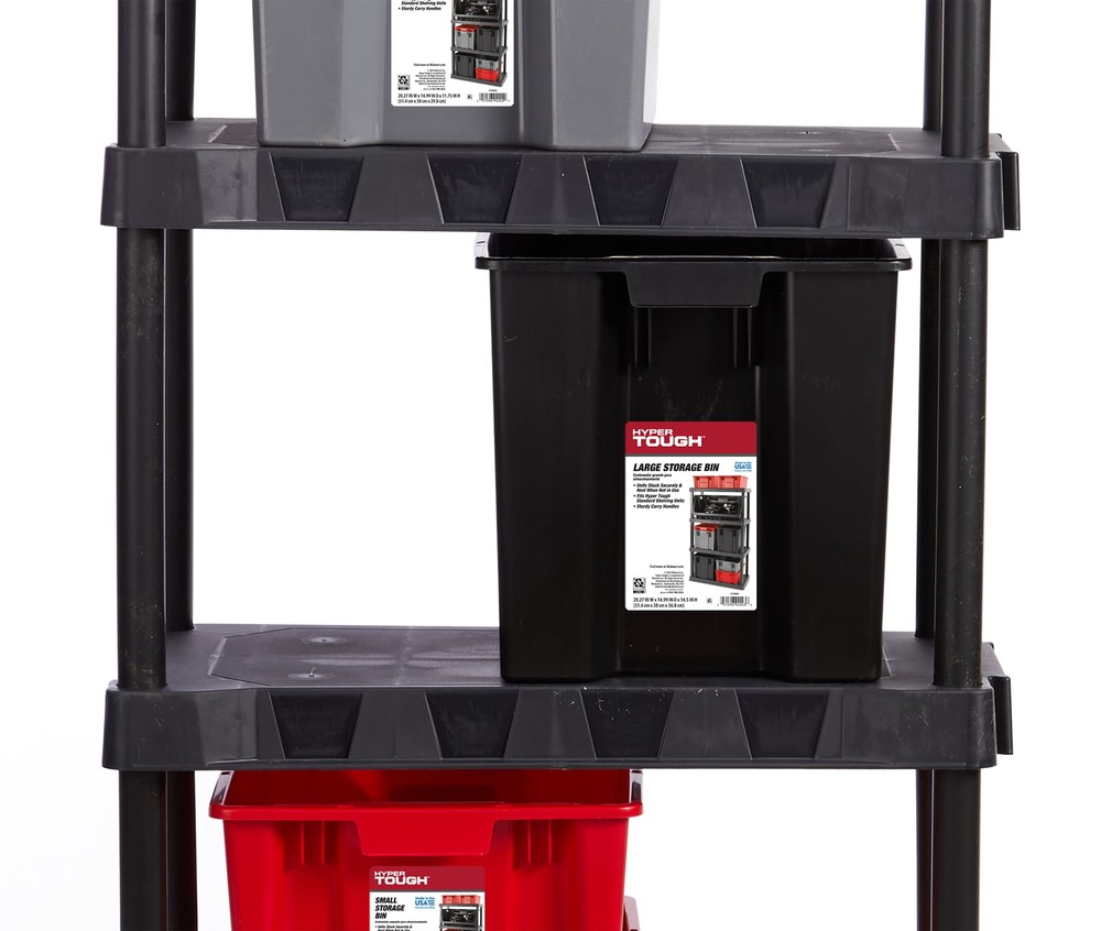 Garage Plastic Storage Bin Large Nesting Stacking, Black