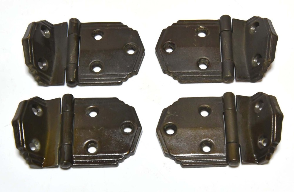 4 RETRO BRASS MCM LINEN CABINET OFFSET HINGES