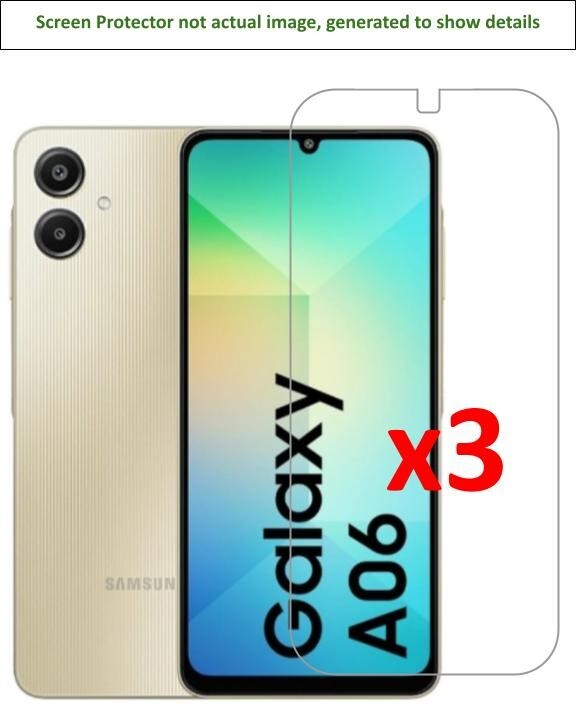 3x Samsung Galaxy A06 Screen Protector w/ cloth
