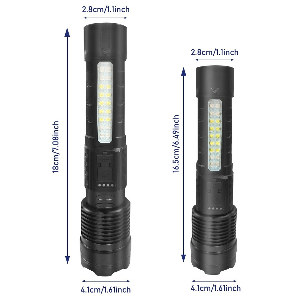 2Pack USB Rechargeable LED Flashlight Zoomable for Camping Hiking & Work