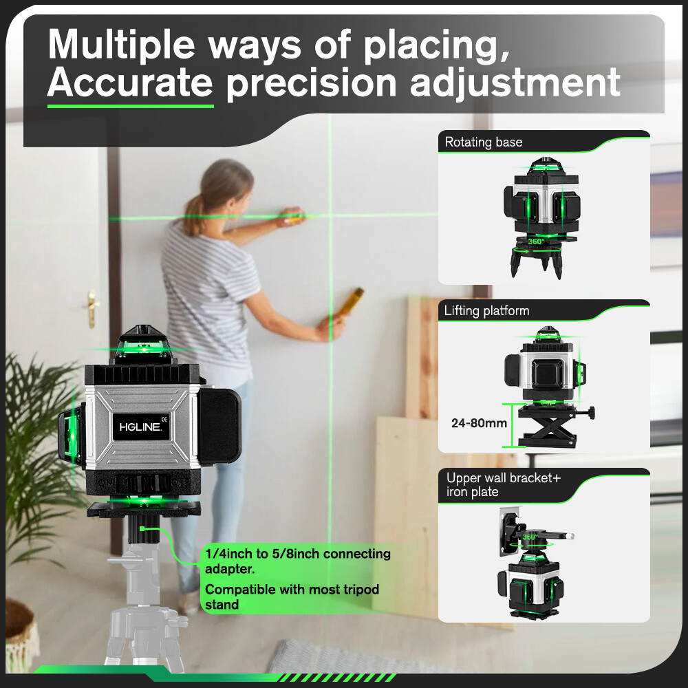16 Lines Laser Level 360 Self Leveling with Tripod For Construction Projects US
