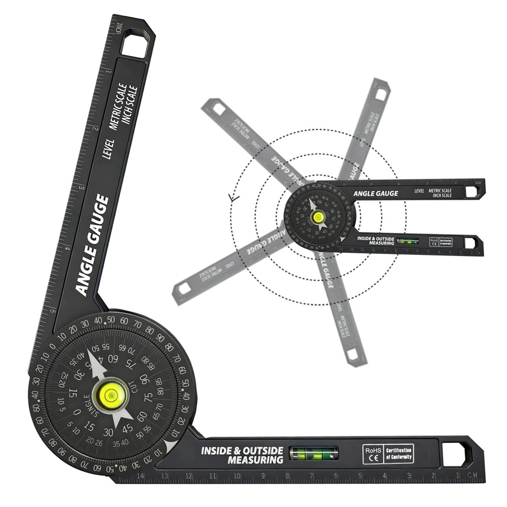 Miter Saw Protractor, 7 Inch Protractor with Level, High Precision Laser Mark...