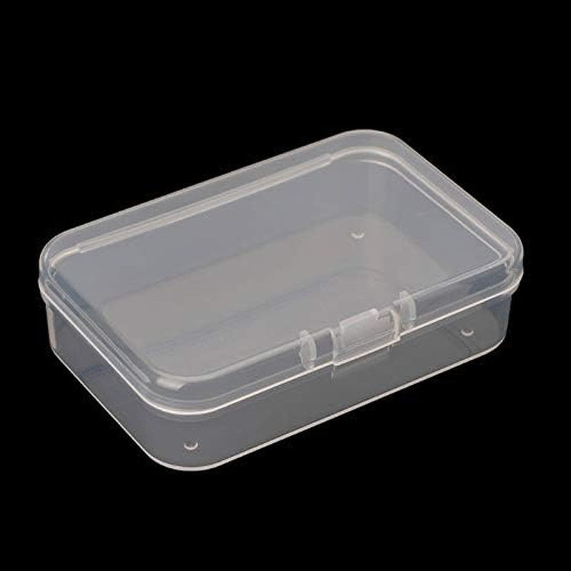 Clear Polypropylene Rectangle Mini Storage Containers Box with Hinged Lid for Ac