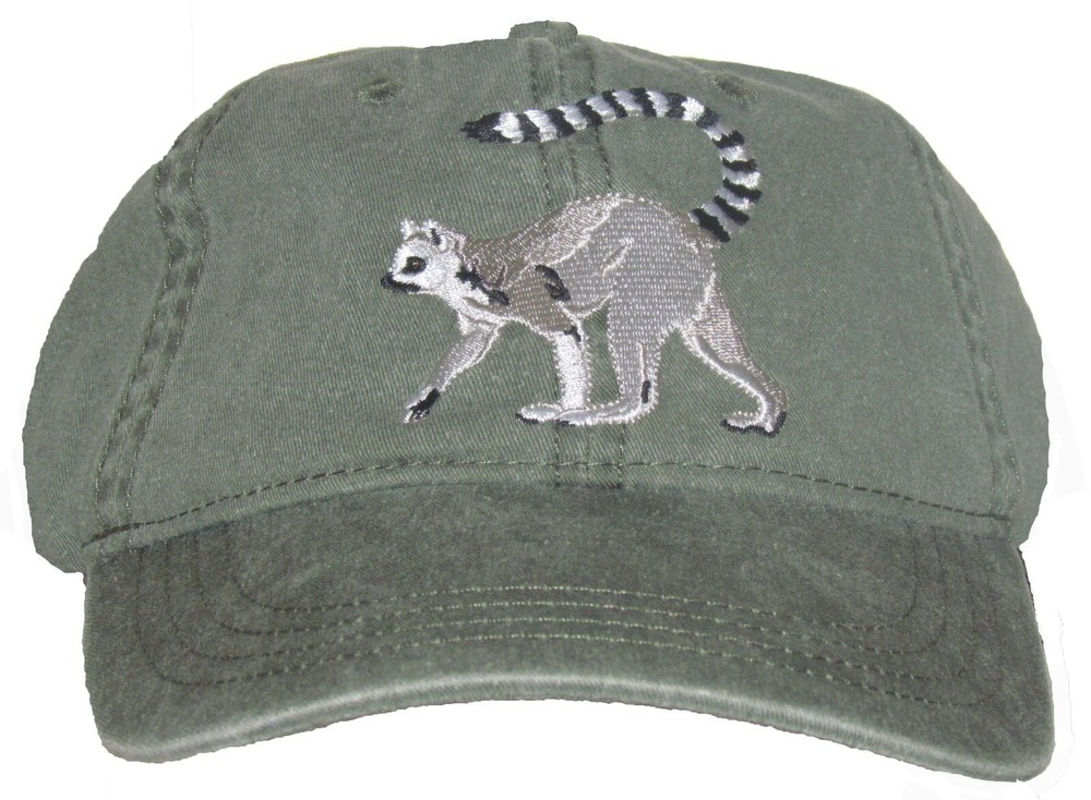 Ringtail Lemur Embroidered Cotton Cap NEW