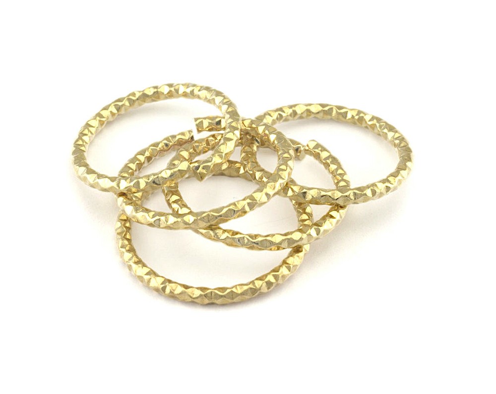 10 Pcs Stacking ring circle Round ring knuckle ring brass adjustable textured