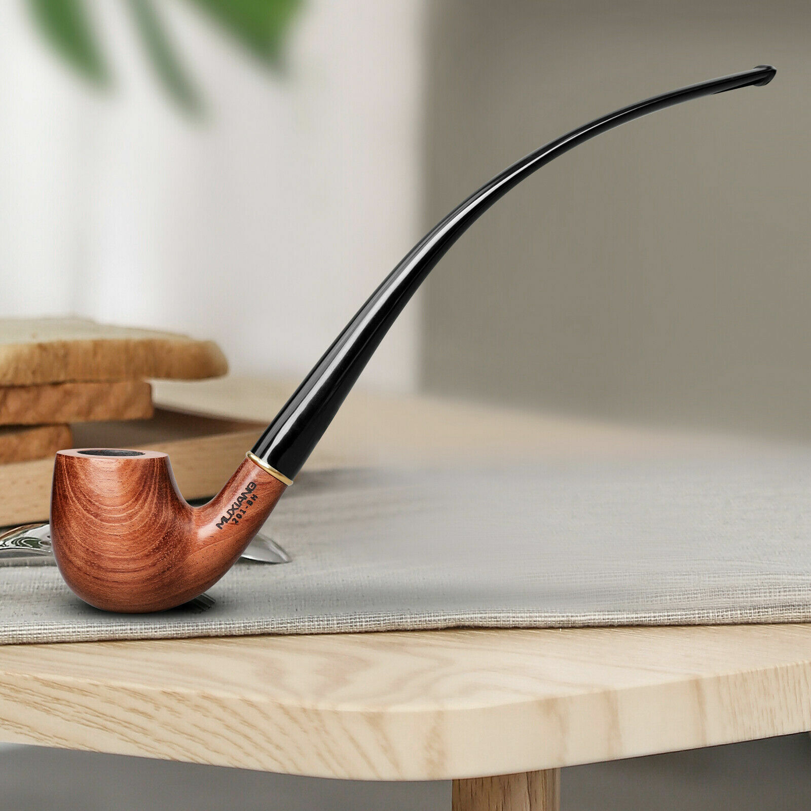 Rosewood Churchwarden Gandalf Pipe Long Stem Bent Tobacco Pipe w/ Accessories US