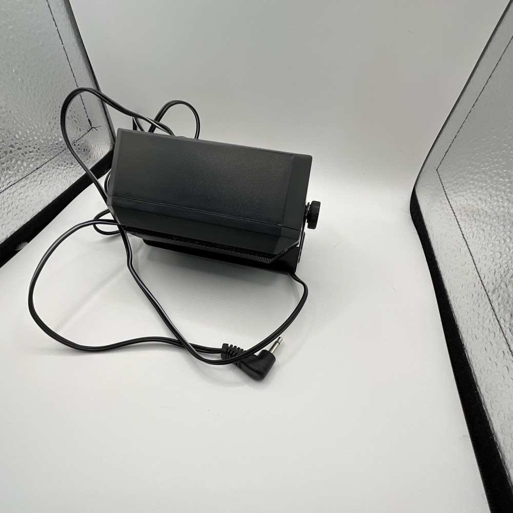 Black Wired Rectangular Plastic Speaker with 3.5mm Jack and Mounting Bracket