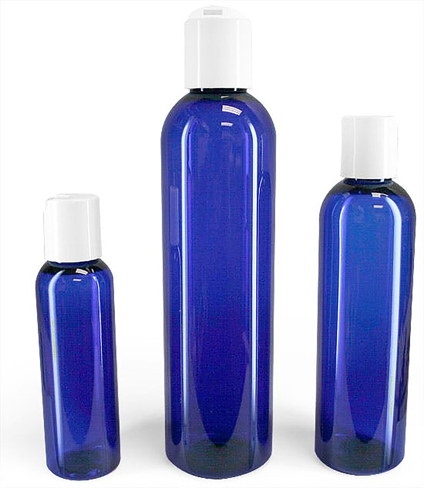 4 Oz Empty Plastic Blue PET Bottles with white Dispensing cap ( 20 PACK )