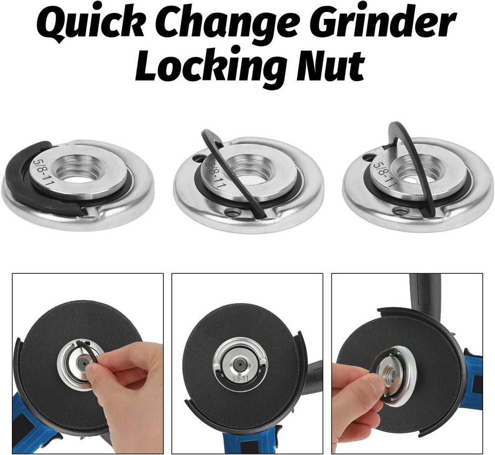 2Pcs Angle Grinder Flange Nuts, 5/8" -11 Quick Clamping Nuts Grinder Flange Lock