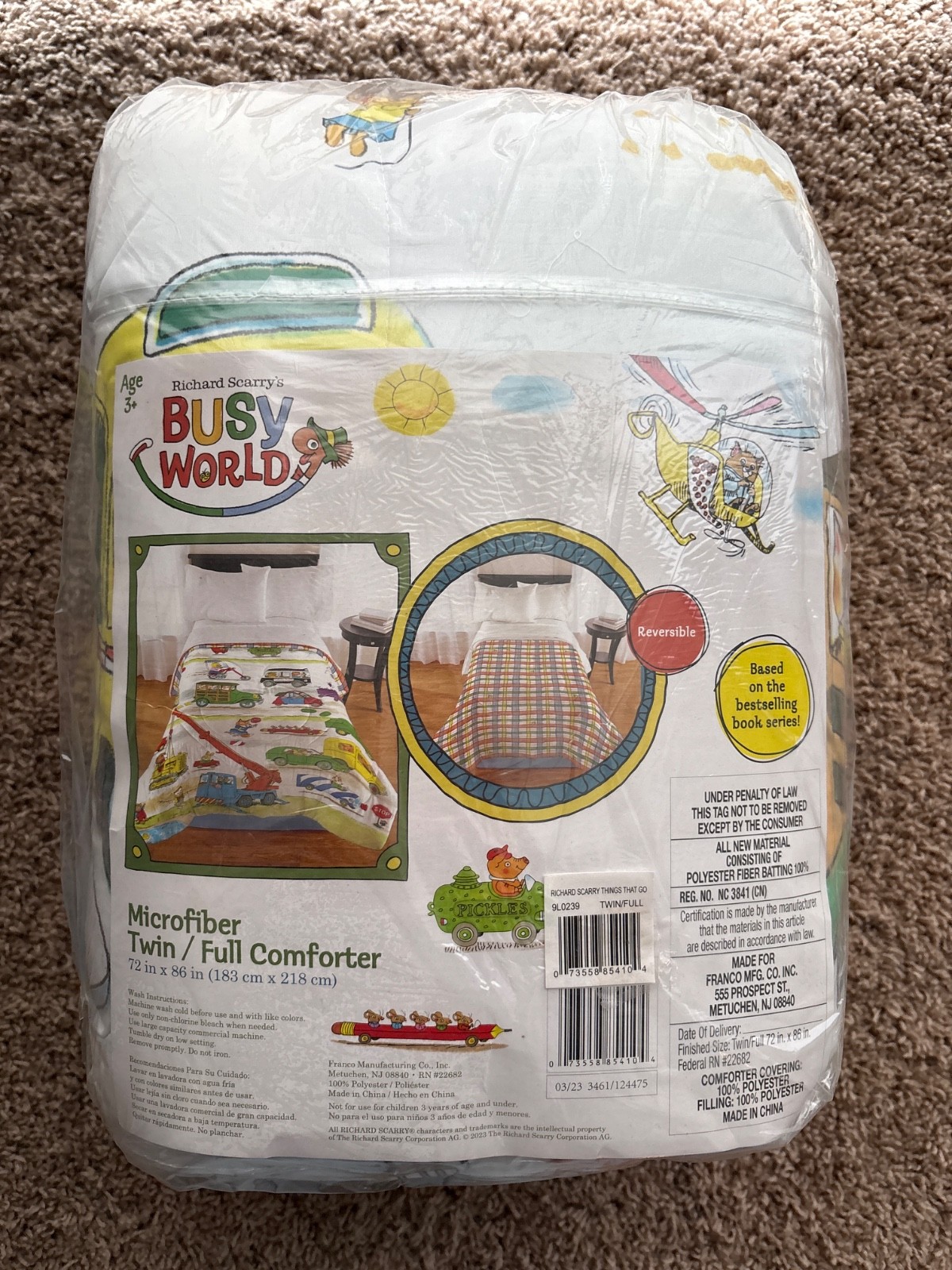 NEW NEVER OPENED Richard Scarry Busy World Kids’ Reversible Bedset: Twin/Full
