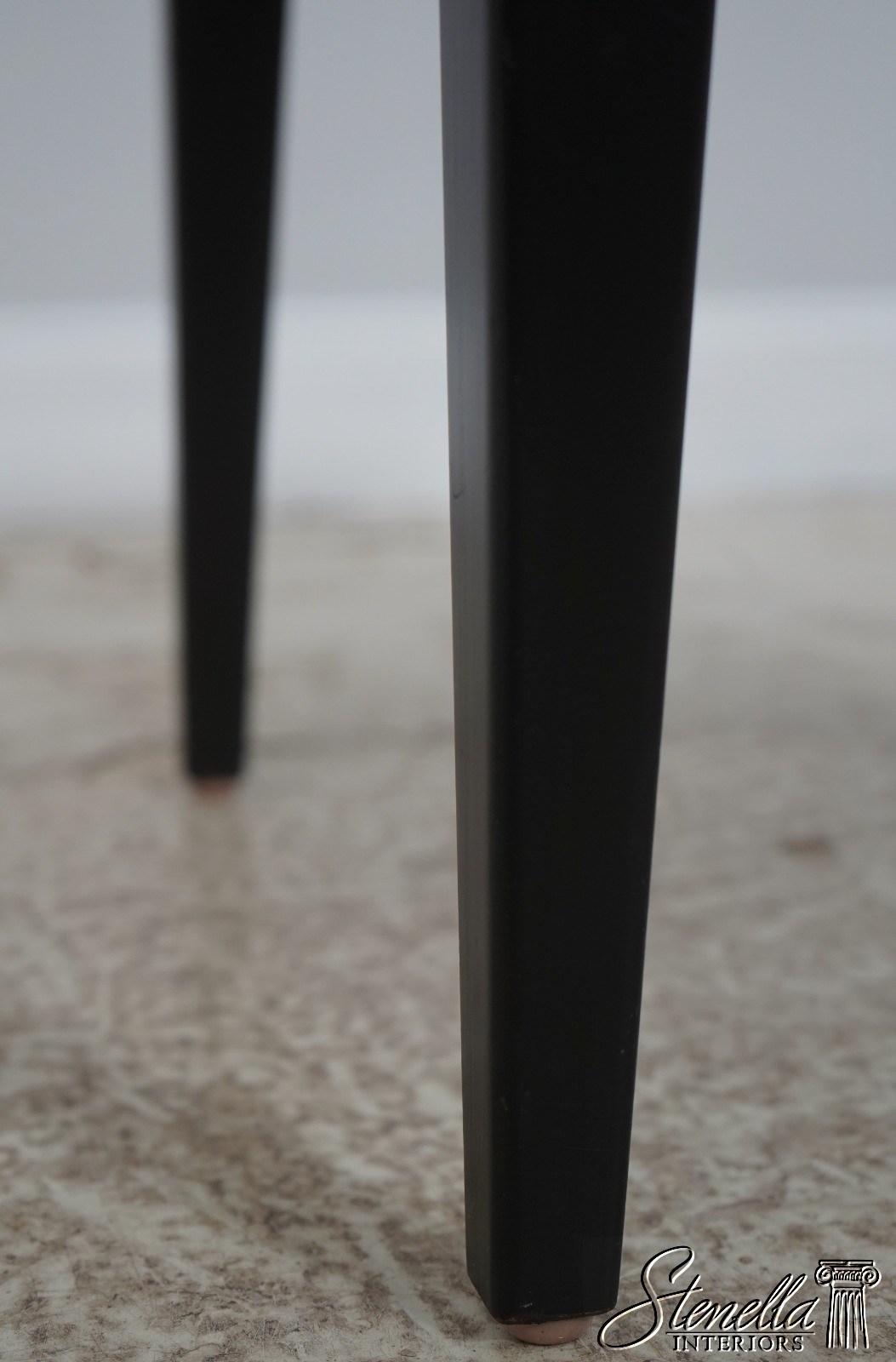 71069: Pair Modern Design Ebony Leg Upholstered Ottoman Stools