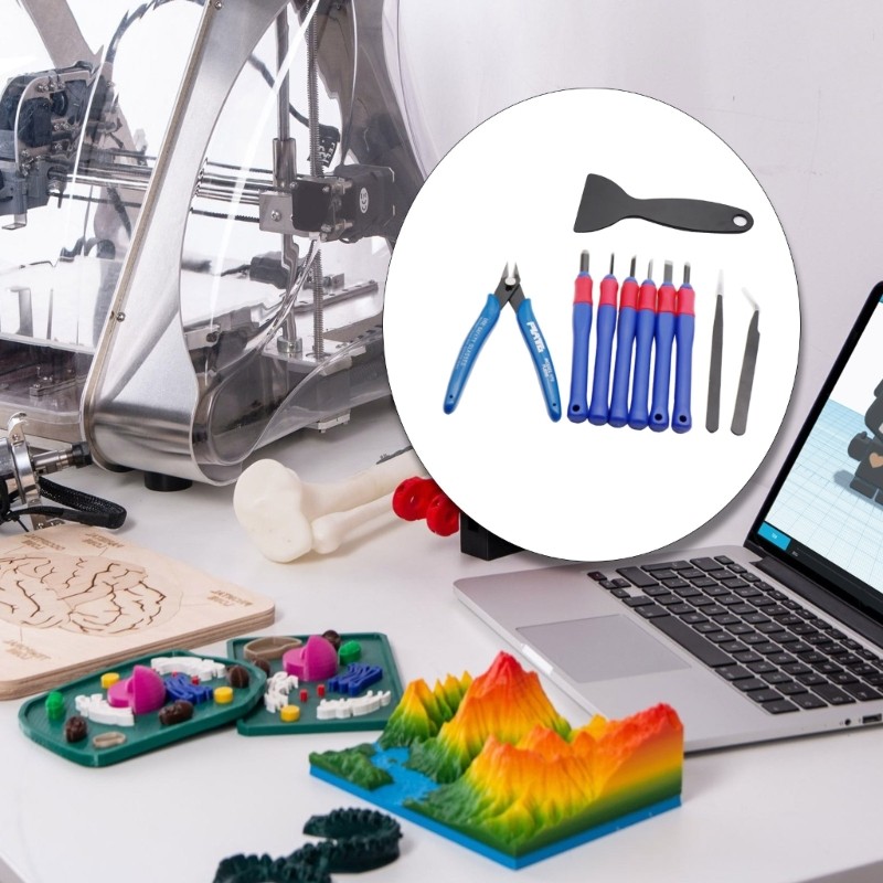 Professional 3D Printer Clean-up Tool Kit with Chisel Tweezers Pliers Tool Set