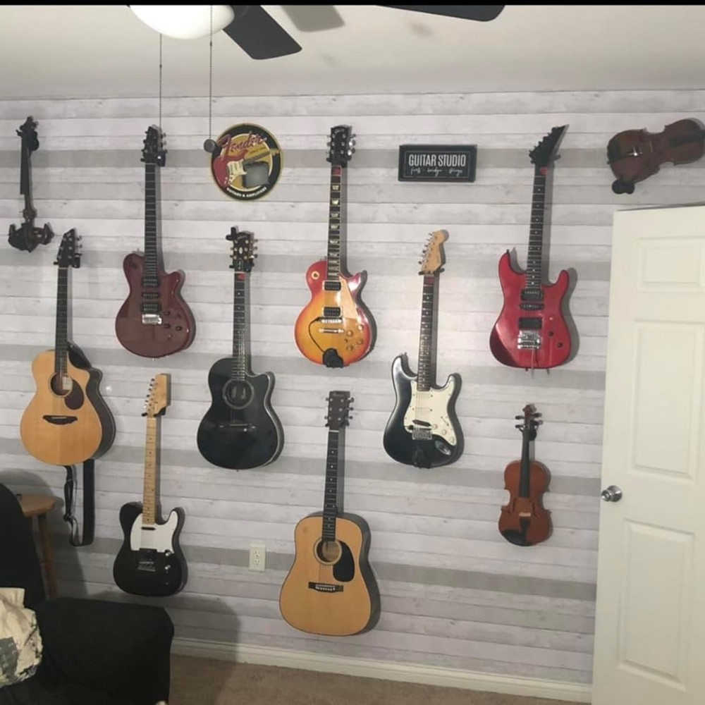 2-Pack Adjustable Guitar Wall Hanger - Stylish Mount for All Instruments