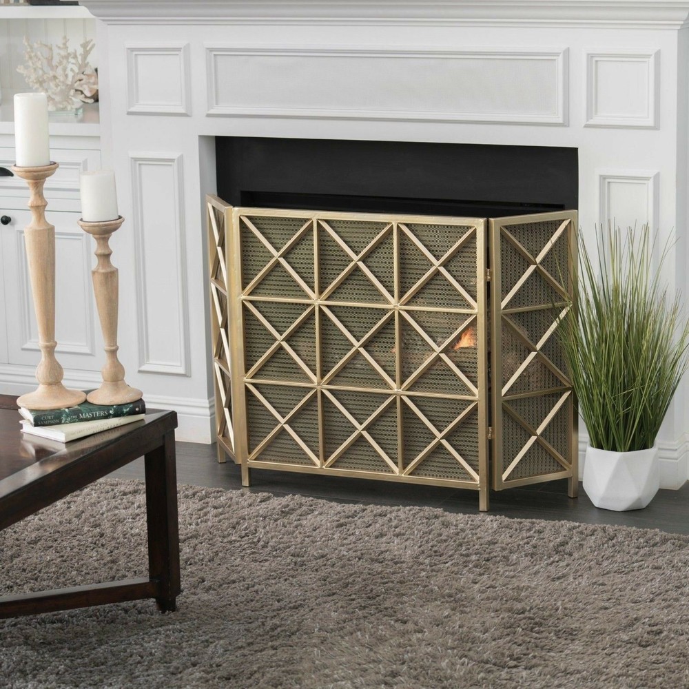 Mandralla 3 Panelled Iron Fireplace Screen