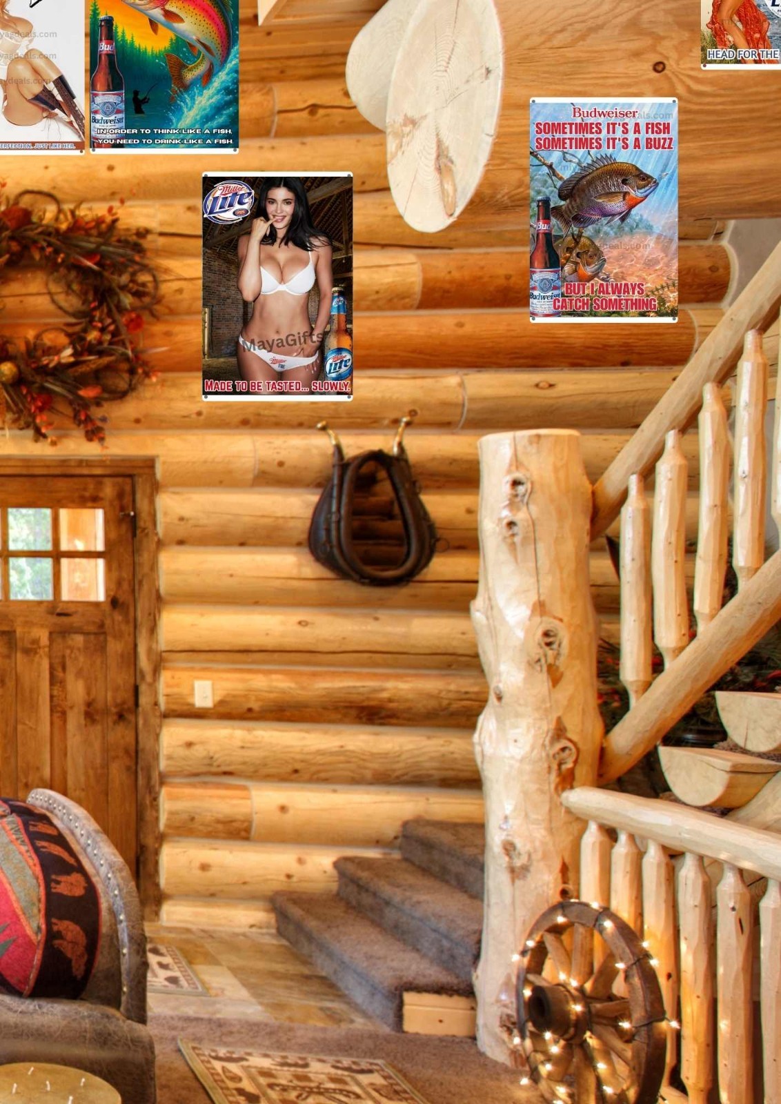 Miller Lite Beer Metal Sign Sexy Busty Woman Man Cave Bar Pub Decor Read Des