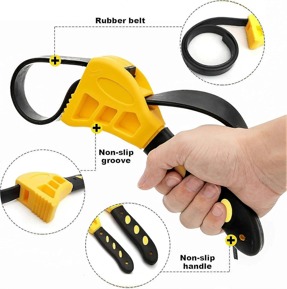Adjustable Rubber Strap Wrench Set - 2-Pack Heavy-Duty Non-Slip Tool
