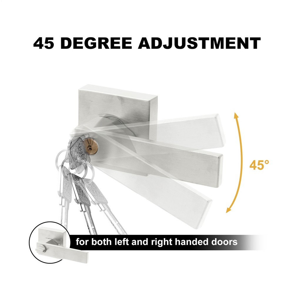 Sliver Door Lever Privacy Passage Handle Interior Square Knobs w/ 24 Keys