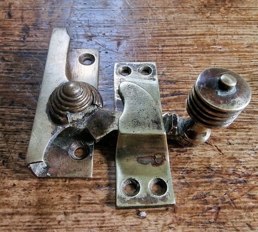 Victorian Brass Sash Window Lock Latch and Catch