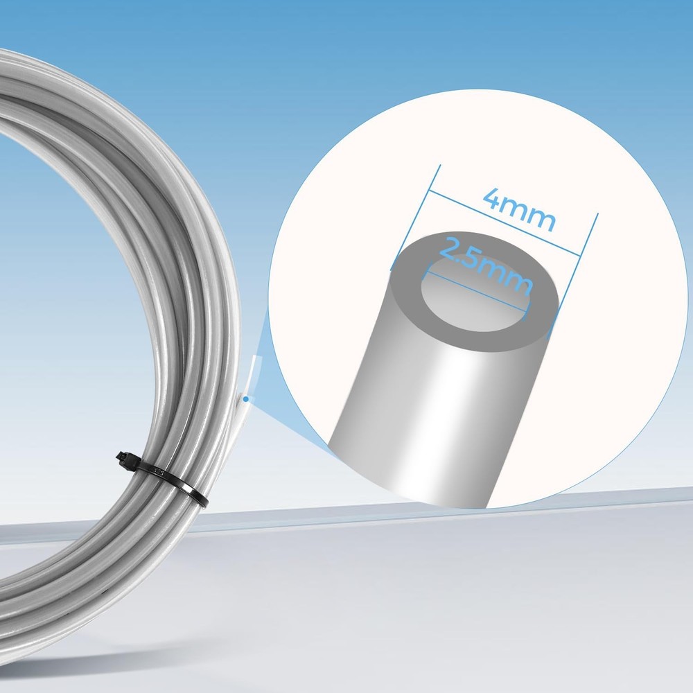 5M High-Performance Gray PTFE Tube for Bambu & Creality 3D Printers