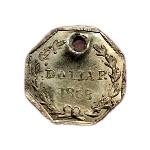 BG-711 1868 California Fractional Gold Liberty Quarter Dollar UNC Details Holed