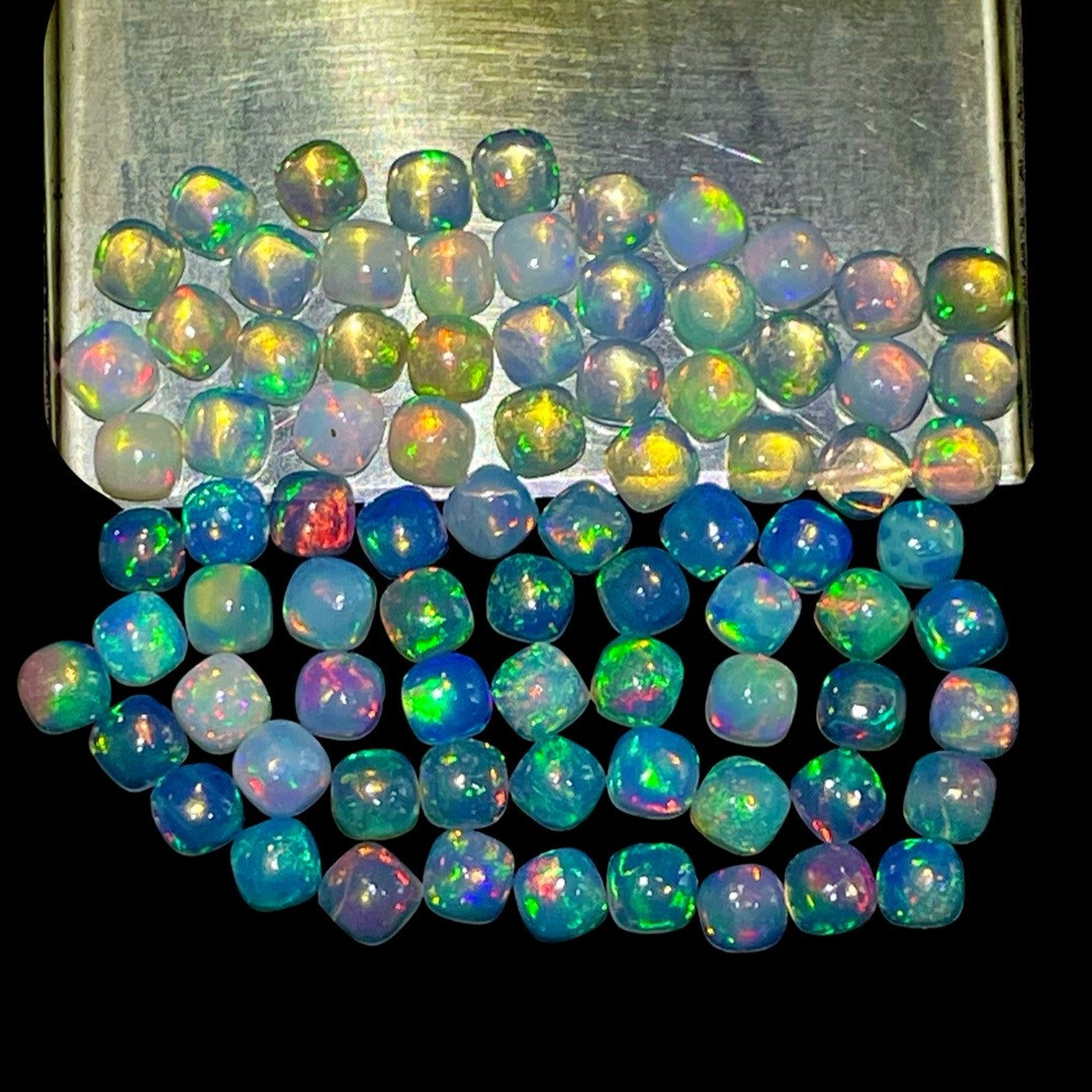 20 Pcs Natural Opal 4mm Cushion Flashy Untreated Loose Cabochon Gemstones Lot