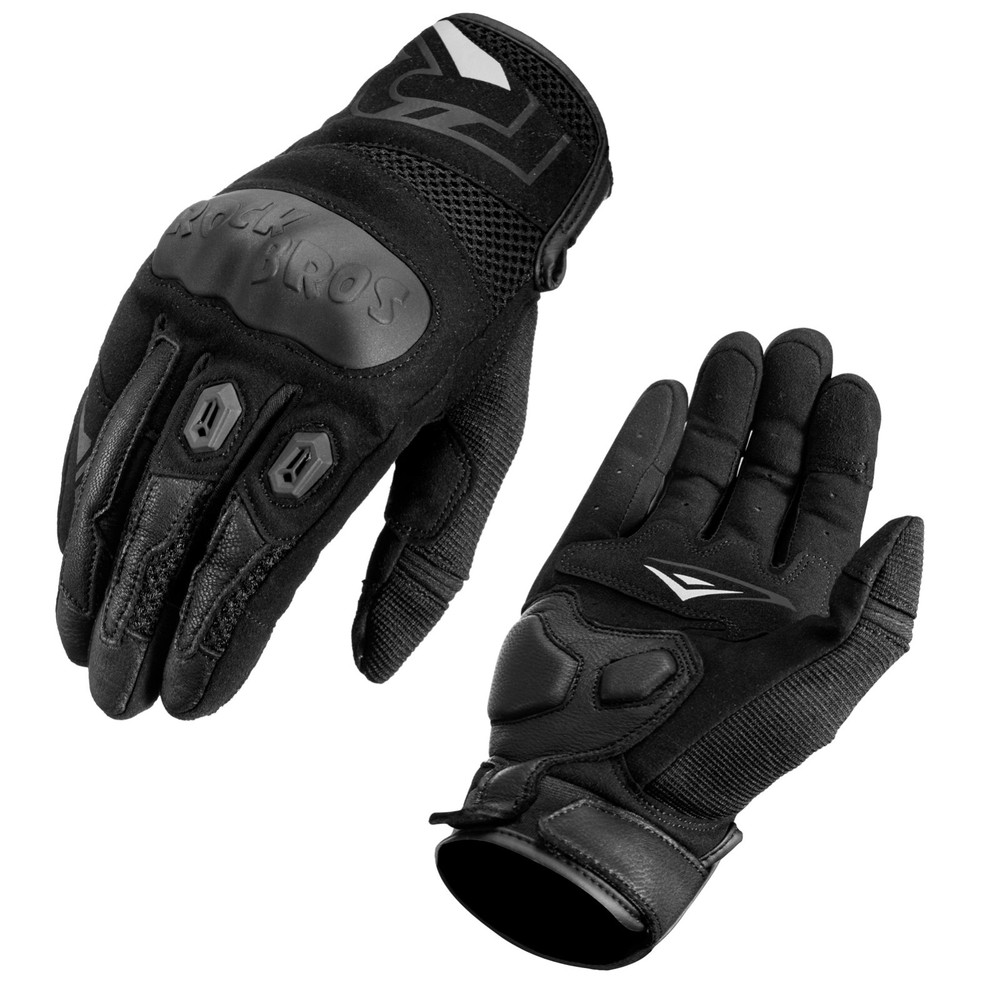 ROCKBROS Leather Motorcycle Gloves with Touchscreen Function and Protectors.