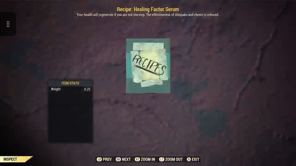 (Xbox) Healing Factor Serum Recipe