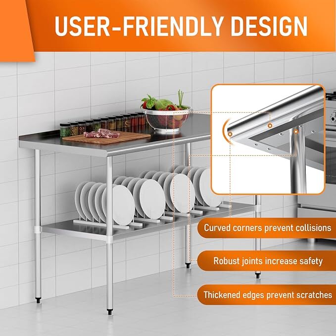 30" x 60" Stainless Steel Kitchen Restaurant for Prep Work Table with Backsplash