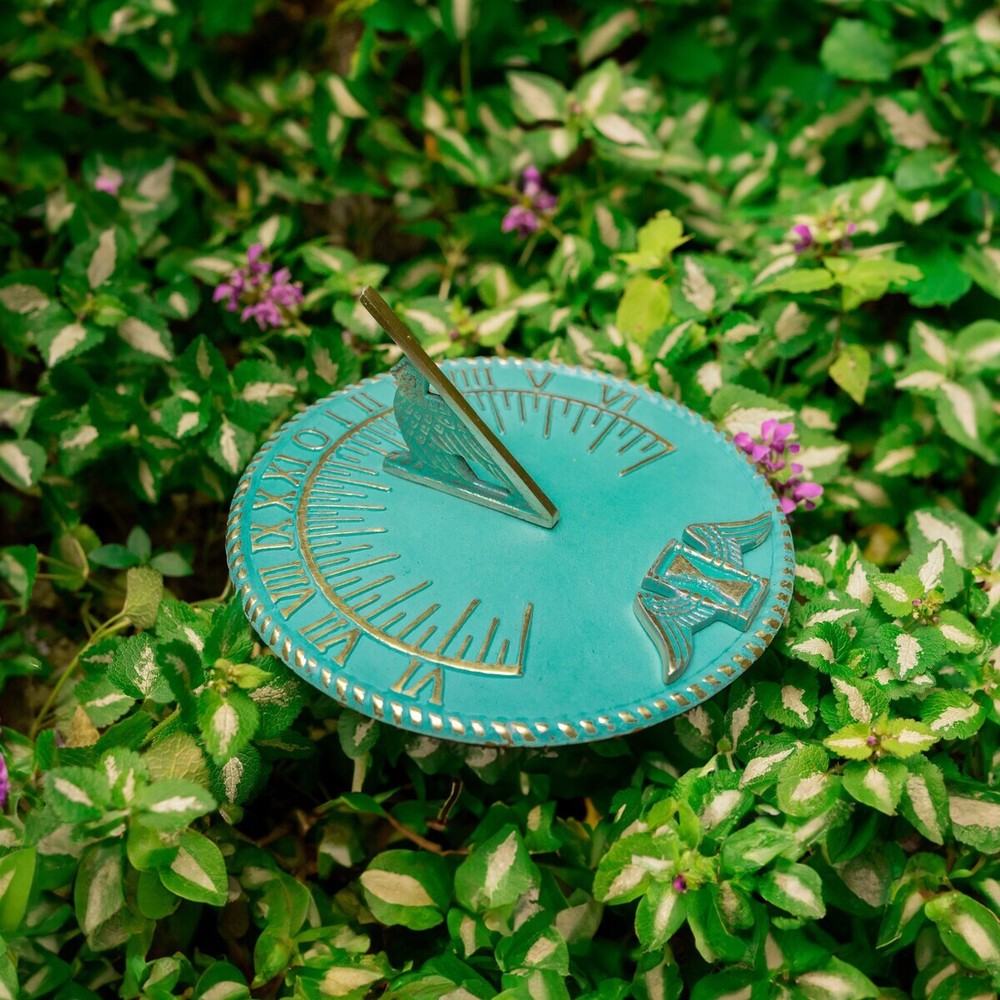 Sundial Verdigris Solid Brass Garden Clock 10'' Diameter Renovators Supply