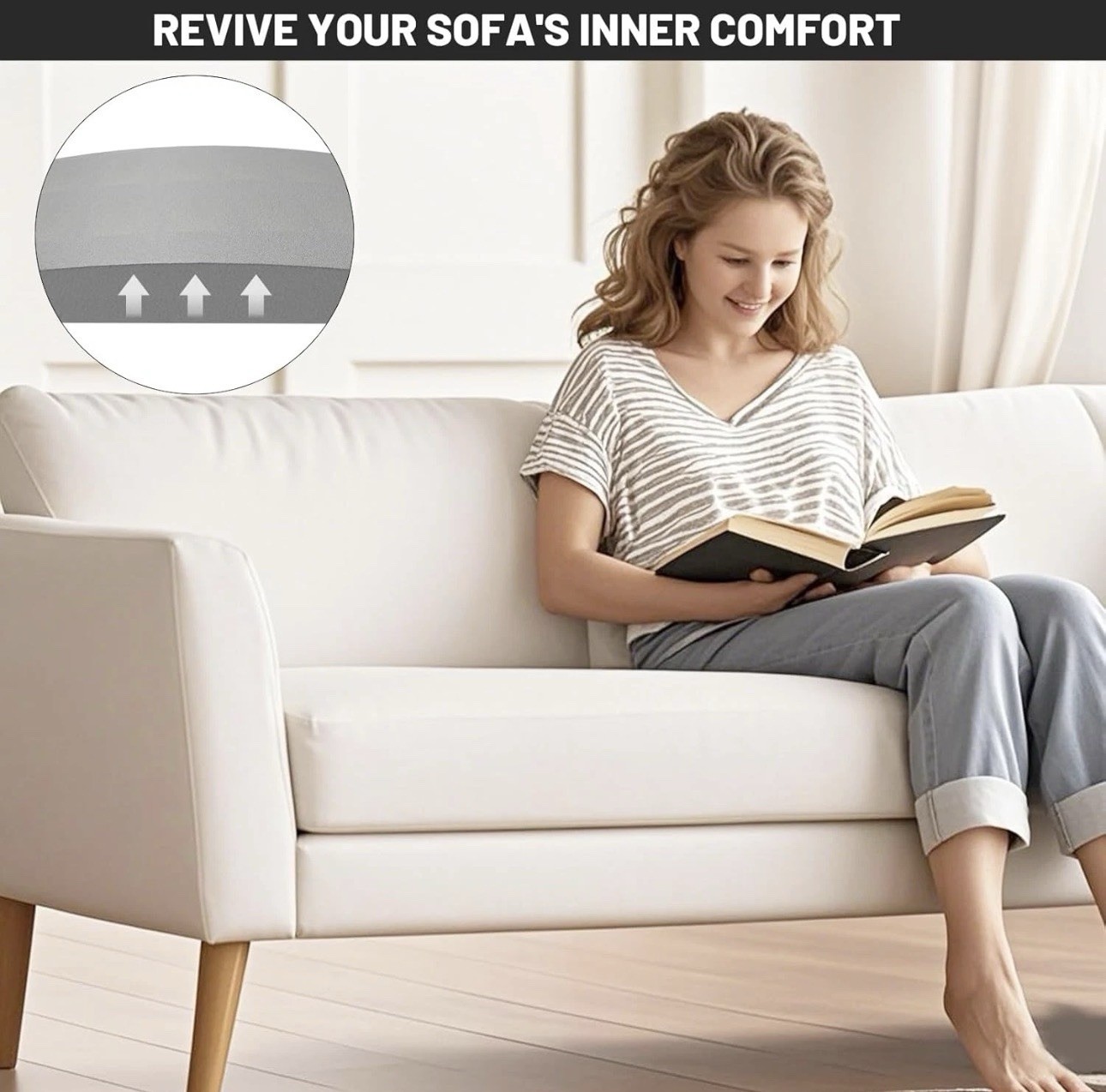 2 Couch Cushion Support for Sagging Seat 20" X 20" High Density Curved Foam Sofa