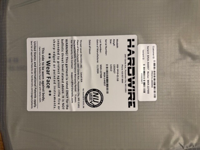 Hardwire® 68 Level IIIA Ballistic Panel